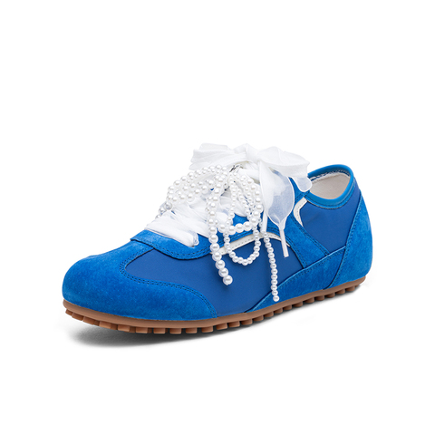 百思图2025秋季新款时尚潮流运动德训鞋平跟女休闲鞋A1981CM5