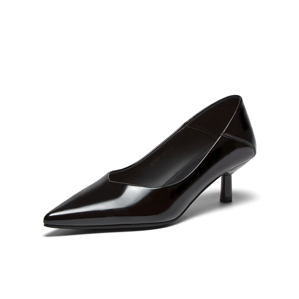 百思图2025秋季新款商场同款单鞋简约通勤细跟尖头女鞋B1163CQ5