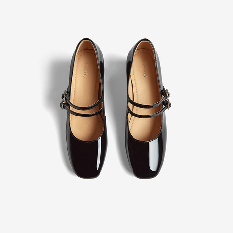 百思图2025秋季新款玛丽珍鞋时尚潮流方头粗跟浅口女单鞋C5212CQ5