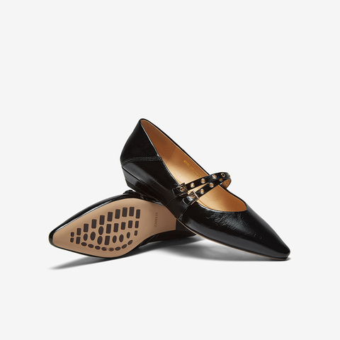 百思图2025秋季新款玛丽珍鞋复古简约法式尖头浅口女单鞋A3191CQ5