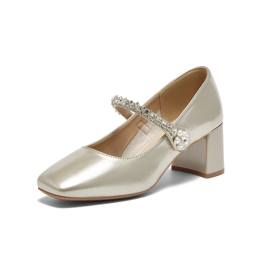 百思图2025秋季新款商场同款玛丽珍鞋时尚复古方头女单鞋W0753CQ5