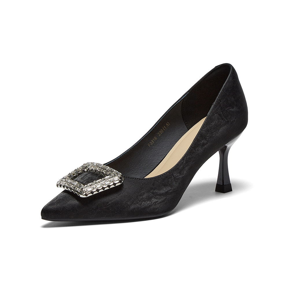 百思图2025秋季新款商场同款单鞋时尚细高跟尖头浅口女鞋F3318CQ5