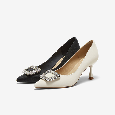 百思图2025秋季新款商场同款单鞋时尚细高跟尖头浅口女鞋F3318CQ5