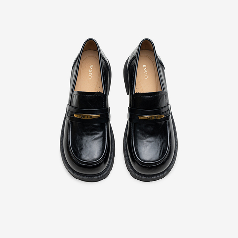 百思图2025秋季新款商场同款乐福鞋时尚复古学院风女单鞋BV339CA5