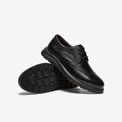 百思图2025秋季新款商场同款简约商务厚底男休闲皮鞋50515CM5