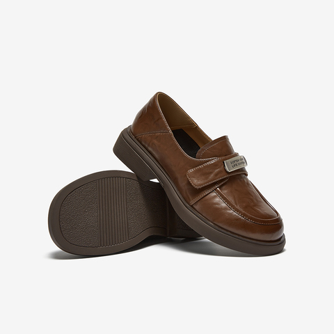 百思图2025秋季新款商场同款乐福鞋复古学院风粗跟女单鞋W0227CA5