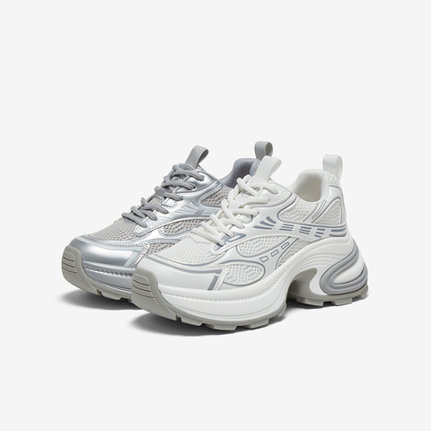 百思图2025夏季新款时尚潮流街头老爹鞋厚底增高女休闲鞋L0804BM5