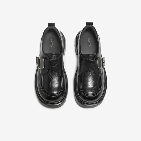 百思图2025秋季新款商场同款牛津鞋时尚学院风粗跟女单鞋BP221CM5