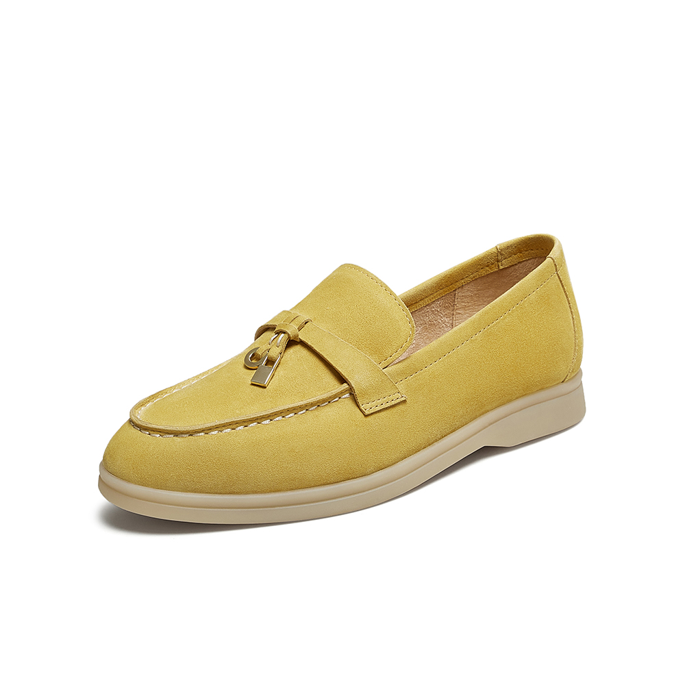 百思图2025春季新款线下同步简约通勤乐福鞋粗跟女单鞋A4821AA5