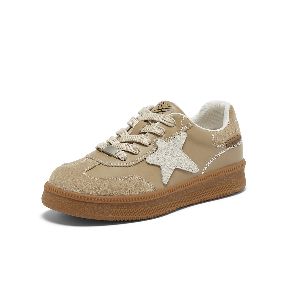 百思图2025秋季新款德训鞋时尚复古街头女休闲运动鞋B6701CM5