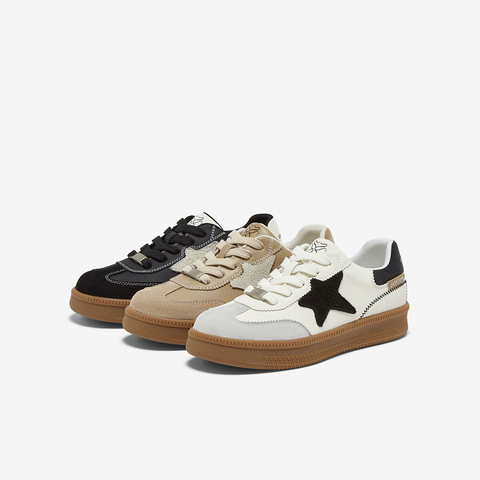 百思图2025秋季新款德训鞋时尚复古街头女休闲运动鞋B6701CM5