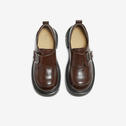 百思图2025秋季新款商场同款牛津鞋时尚学院风粗跟女单鞋BP221CM5