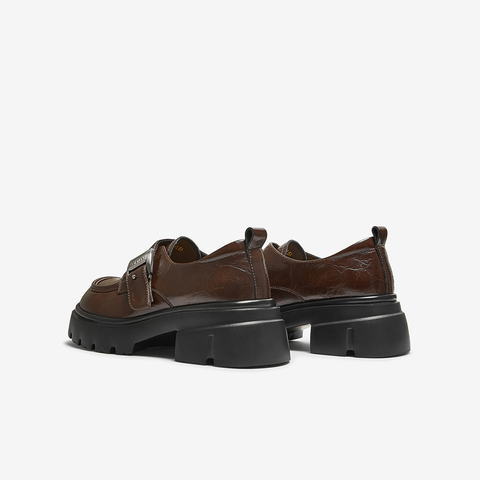 百思图2025秋季新款商场同款牛津鞋时尚学院风粗跟女单鞋BP221CM5