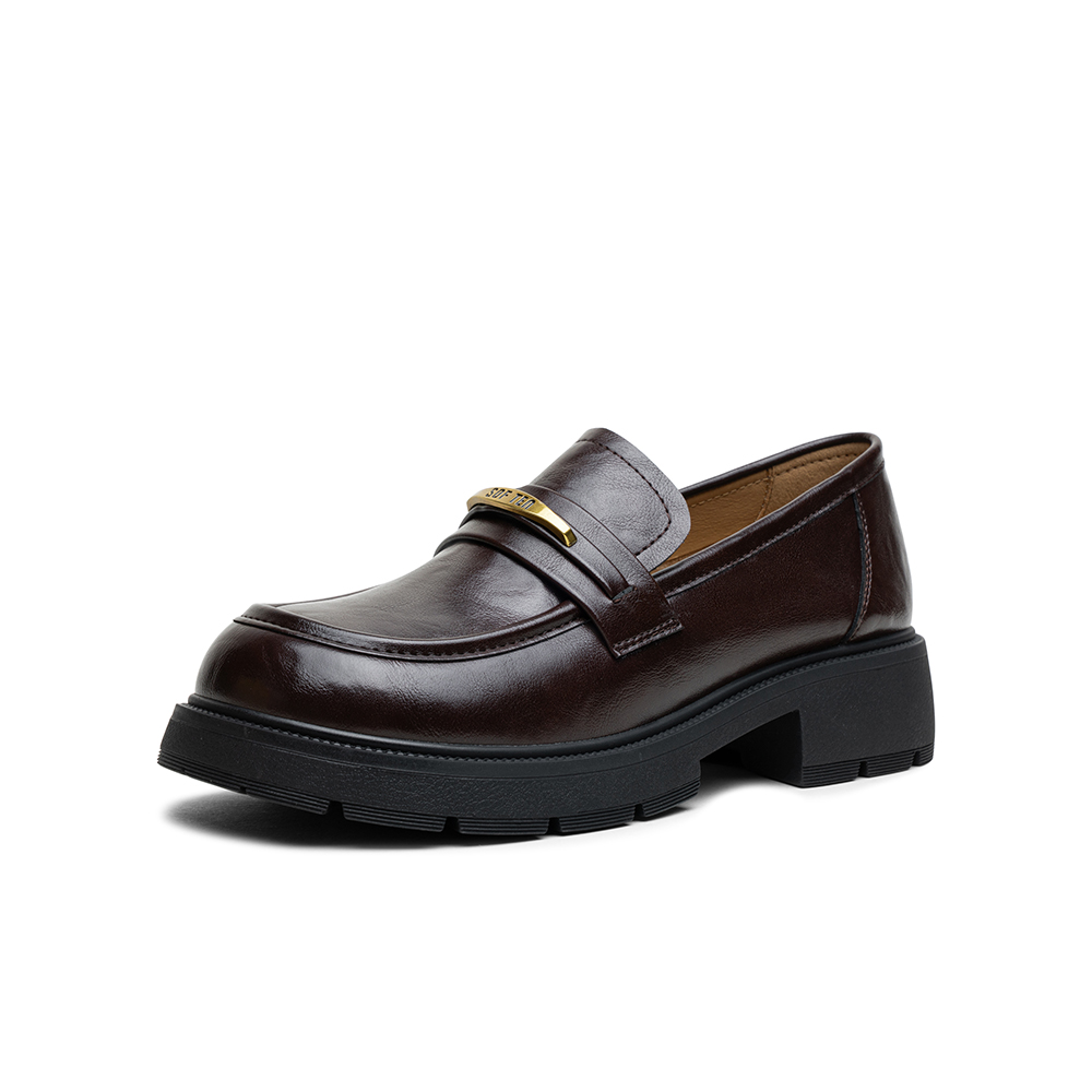 百思图2025秋季新款商场同款乐福鞋时尚复古学院风女单鞋BV339CA5