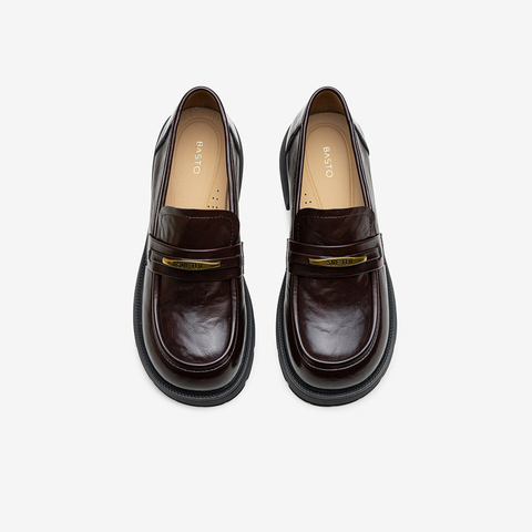 百思图2025秋季新款商场同款乐福鞋时尚复古学院风女单鞋BV339CA5