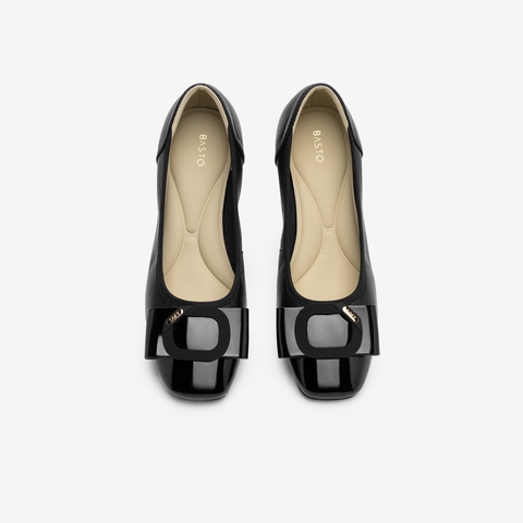 百思图2025秋新款商场同款浅口单鞋时尚简约通勤粗跟女鞋K3080CQ5