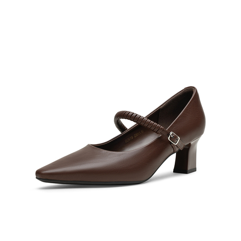 百思图2025秋季新款商场同款玛丽珍鞋简约复古尖头女单鞋B2619CQ5