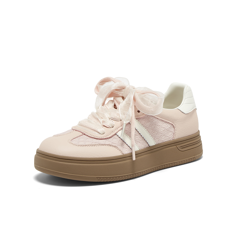 百思图2025秋季新款德训鞋时尚复古街头运动女休闲鞋W0923CM5