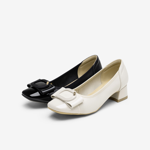 百思图2025秋新款商场同款浅口单鞋时尚简约通勤粗跟女鞋K3080CQ5