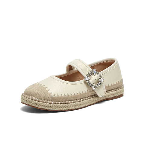 百思图2025秋季新款时尚简约休闲渔夫鞋平跟圆头女单鞋B5769CA5