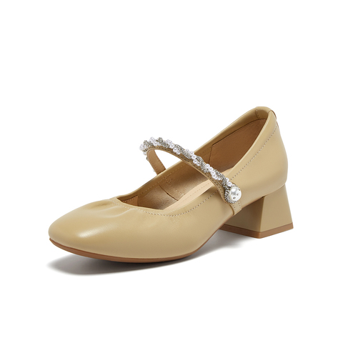 百思图2025秋季新款商场同款玛丽珍鞋时尚法式粗跟女单鞋C1650CQ5