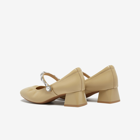 百思图2025秋季新款商场同款玛丽珍鞋时尚法式粗跟女单鞋C1650CQ5