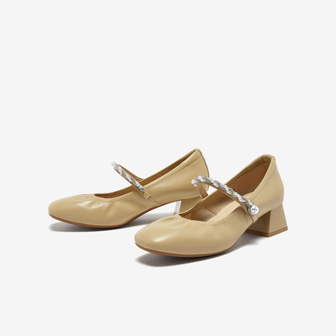 百思图2025秋季新款商场同款玛丽珍鞋时尚法式粗跟女单鞋C1650CQ5