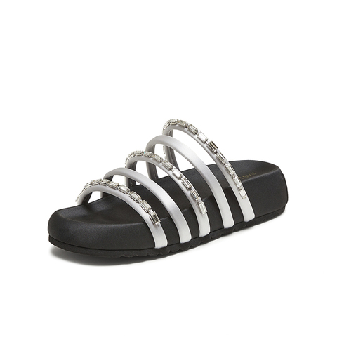 百思图2025夏季新款时尚潮流户外休闲一字拖厚底女拖鞋E5973BT5