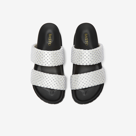 百思图2025夏季新款简约时尚休闲一字拖厚底女拖鞋BP372BT5