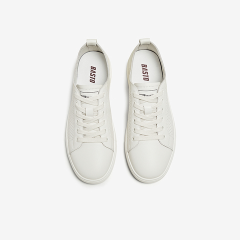 百思图2025夏季新款商场同款简约运动小白鞋平跟男休闲鞋J6312BM5