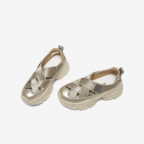 百思图2025夏季新款老爹运动凉时尚潮流户外后空女凉鞋D3526BH5