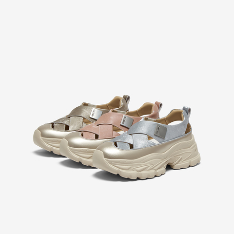 百思图2025夏季新款老爹运动凉时尚潮流户外后空女凉鞋D3526BH5