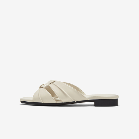 百思图2025夏季新款简约休闲通勤一字拖粗跟女凉拖鞋B6381BT5