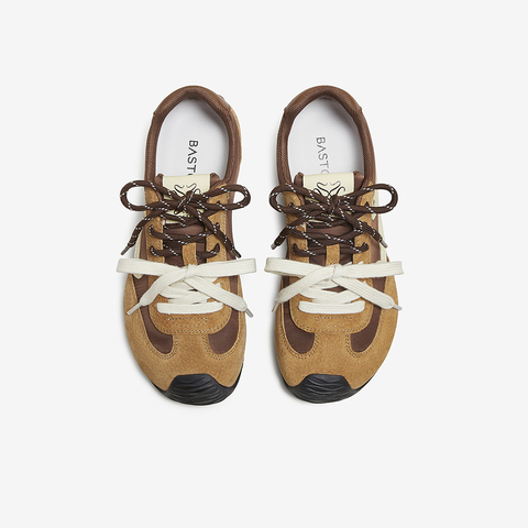 百思图2025秋季新款时尚复古街头运动德训鞋平跟女休闲鞋A1834CM5