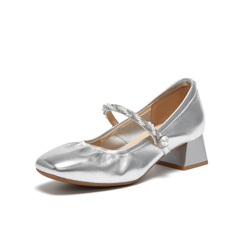 百思图2025秋季新款商场同款玛丽珍鞋时尚法式粗跟女单鞋C1650CQ5