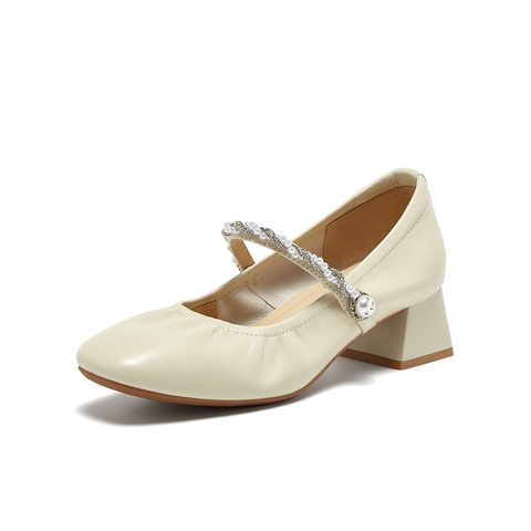 百思图2025秋季新款商场同款玛丽珍鞋时尚法式粗跟女单鞋C1650CQ5