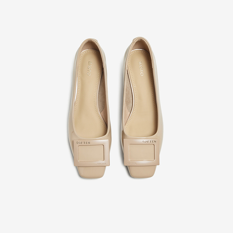 百思图2025秋季新款浅口单鞋时尚潮流通勤粗跟方头女鞋CT056CQ5