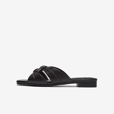 百思图2025夏季新款简约休闲通勤一字拖粗跟女凉拖鞋B6381BT5