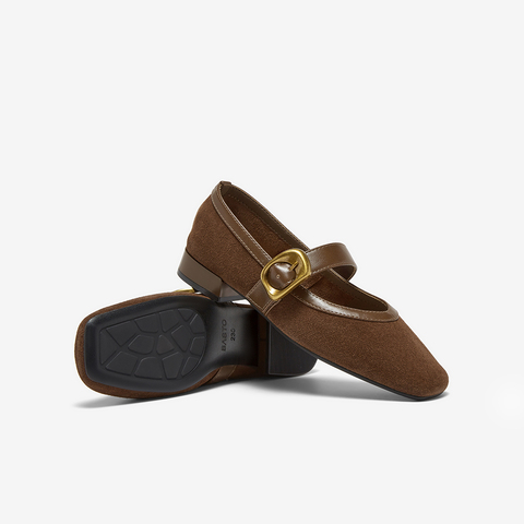 百思图2025秋季新款玛丽珍鞋简约通勤方头粗跟女单鞋B1576CQ5