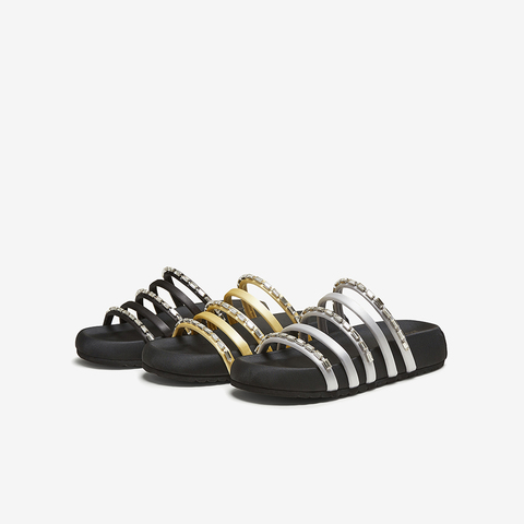 百思图2025夏季新款时尚潮流户外休闲一字拖厚底女拖鞋E5973BT5