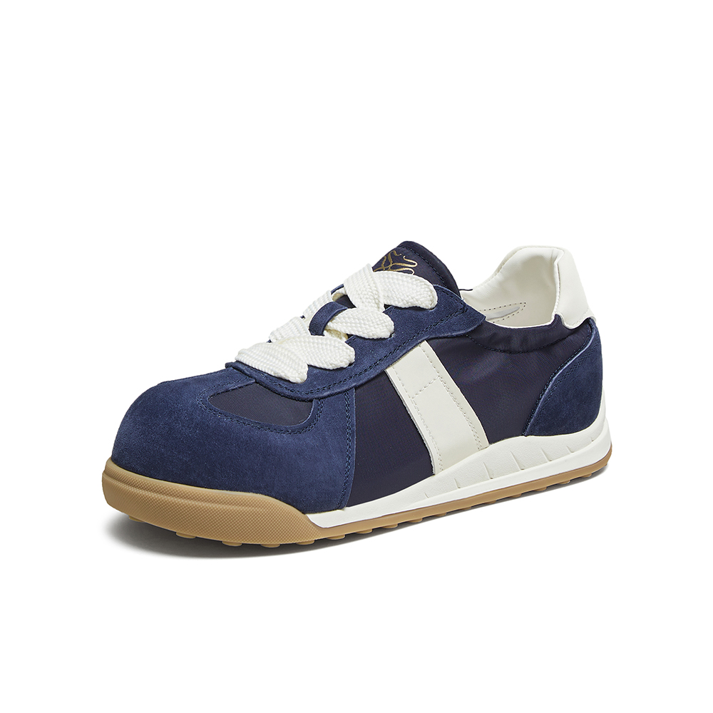 百思图2025秋季新款商场同款时尚复古德训鞋厚底女休闲鞋D3165CM5