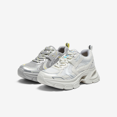 百思图2025秋季新款商场同款运动老爹鞋厚底增高女休闲鞋B3288CM5