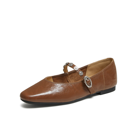 百思图2025秋季新款玛丽珍鞋时尚简约复古浅口女单鞋BN756CQ5