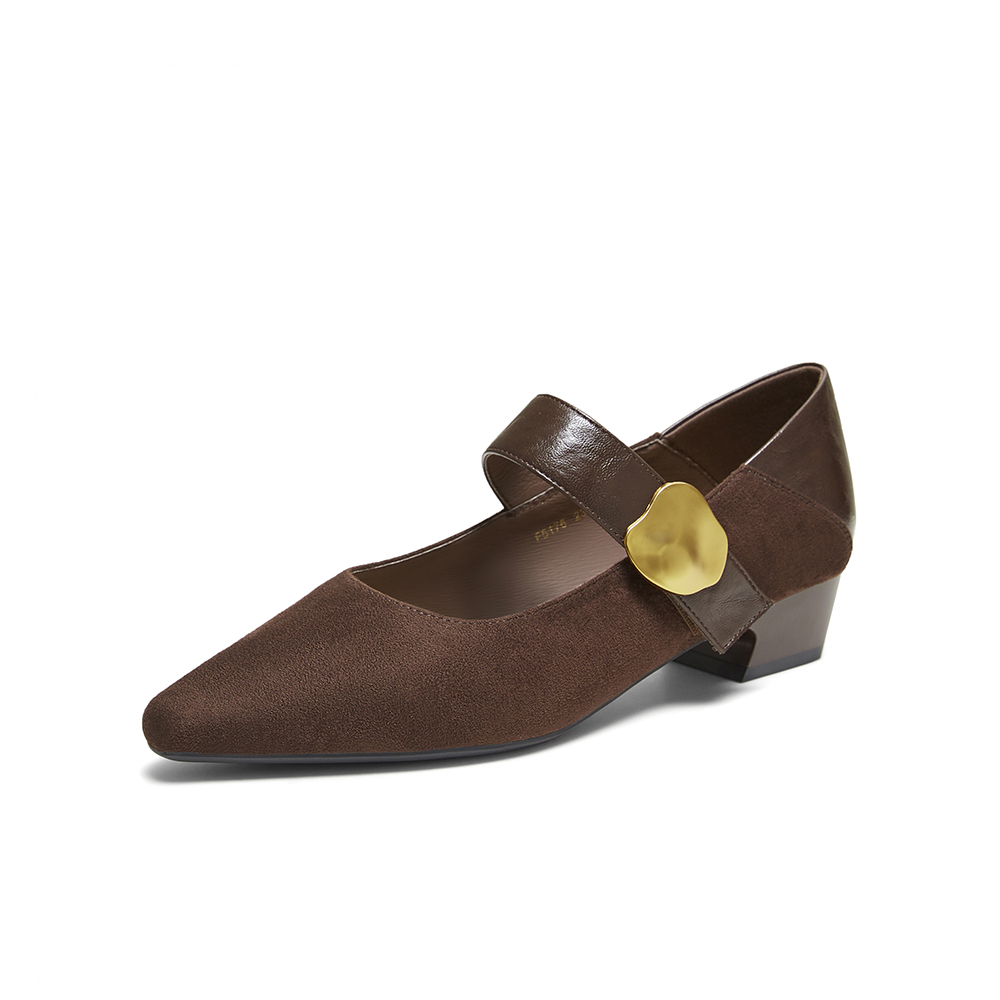 百思图2025秋季新款商场同款玛丽珍鞋时尚复古尖头女单鞋F5176CQ5