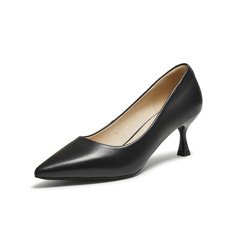 百思图2025秋季新款浅口单鞋时尚简约通勤细高跟尖头女鞋K5611CQ5