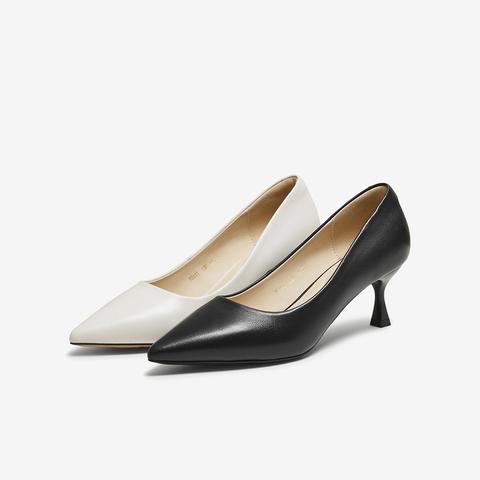 百思图2025秋季新款浅口单鞋时尚简约通勤细高跟尖头女鞋K5611CQ5