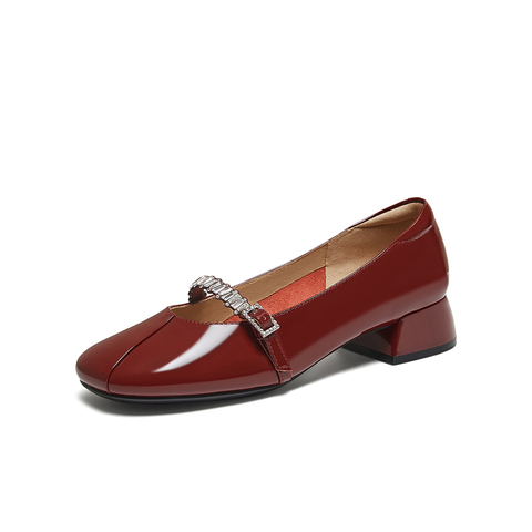 百思图2025秋季新款商场同款玛丽珍鞋时尚通勤粗跟女单鞋RD21TCQ5