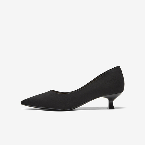 百思图2025春季新款简约时尚通勤细跟尖头浅口女单鞋E5123AQ5