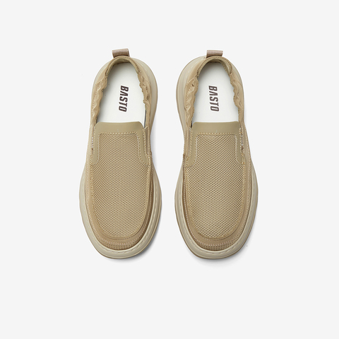 百思图2025夏季新款简约户外一脚蹬时尚布鞋厚底男休闲鞋K8865BM5