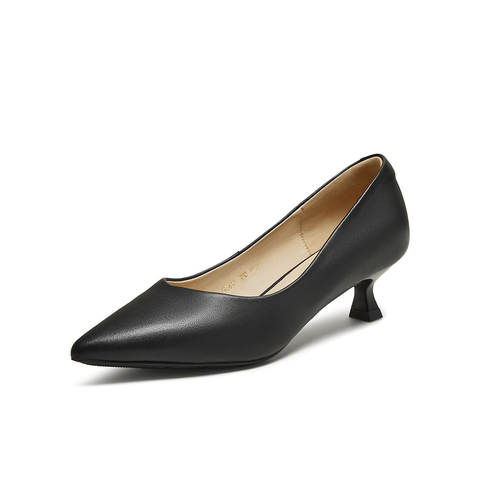 百思图2025秋季新款浅口单鞋时尚简约通勤细跟尖头女鞋K5612CQ5